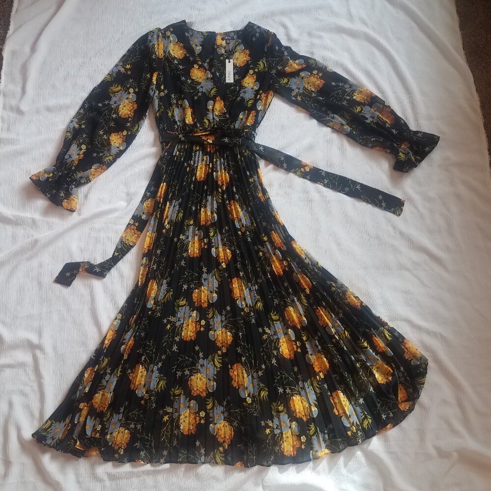 Buffalo- David Bitton-  Yellow & Black long sleeve wrap dress XS